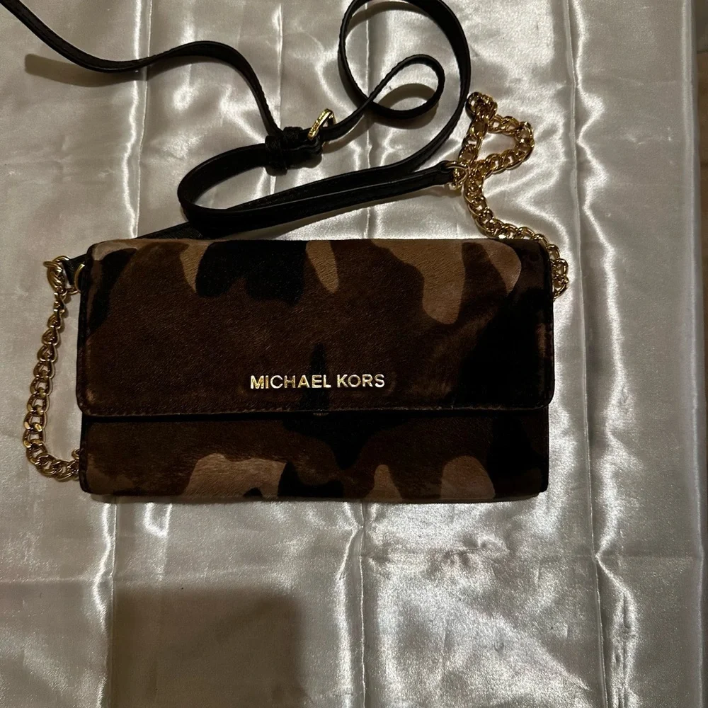 Michael Kors Brown Camouflage Crossbody Bag